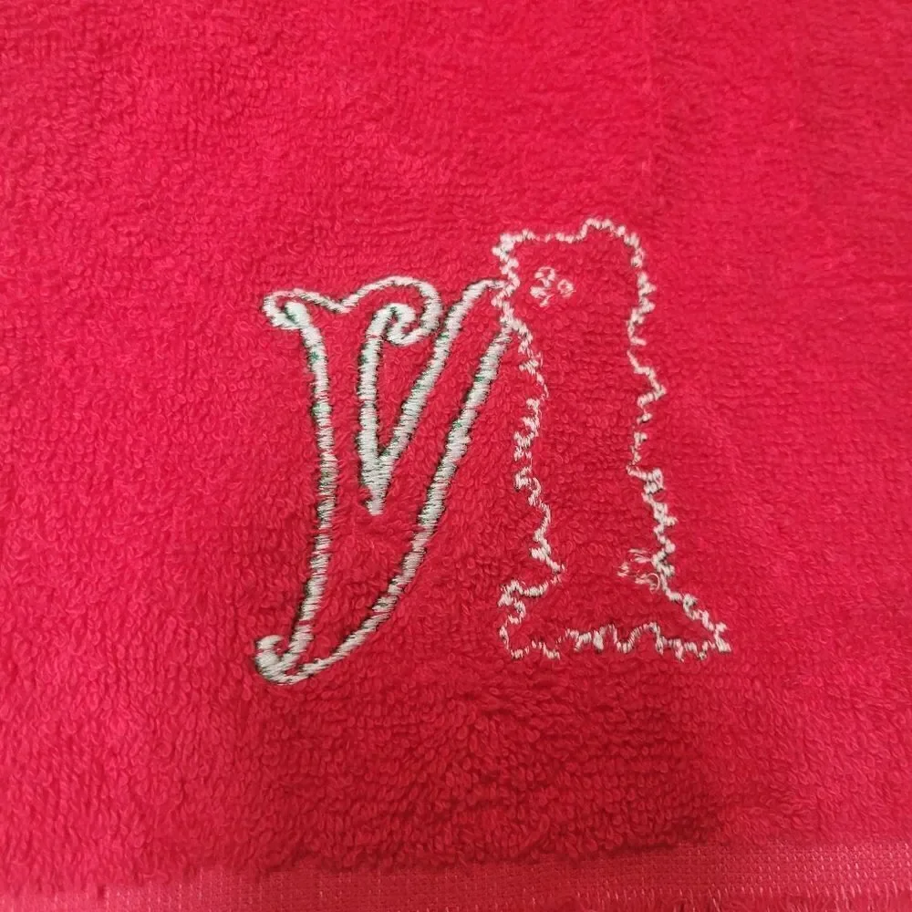 Cannon Red Embroidered Holiday NOEL Bath Hand Towels Set of 4